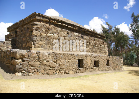 Detail der grobe Inka Mauerwerk, Willcawain Ruinen, Huaraz, Peru, Südamerika Stockfoto