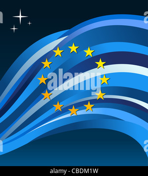 Europäischen Union Flag Abbildung flattern auf grauem Hintergrund. Vektor-Datei zur Verfügung. Stockfoto