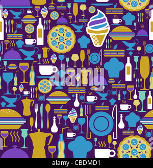 Gourmet-Symbol Block Farben legen Musterdesign Hintergrund. Vektor-Datei zur Verfügung. Stockfoto