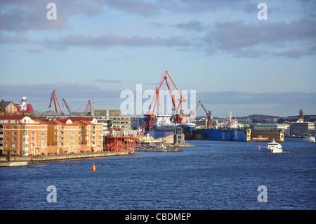 Schiffe im Hafen von Göteborg, Göteborg, Västergötland & Provinz Bohuslän, Schweden Stockfoto