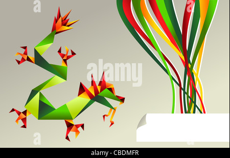 Chinesisches Neujahr 2012: Origami Drachen des Wassers Hintergrund. Vektor-Datei zur Verfügung. Stockfoto