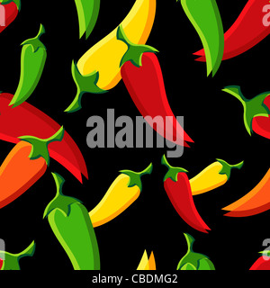 Nahtlose chili peppers Muster Hintergrund. Vektor-Datei zur Verfügung. Stockfoto
