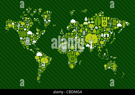 Umwelt-Symbol in Globus Weltkarte gesetzt. Vektor-Datei zur Verfügung. Stockfoto