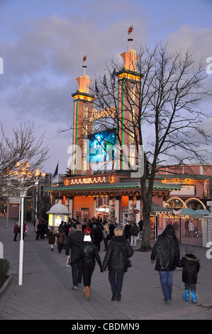 Eingang zum Liseberg Weihnachtsmarkt, Göteborg, Västergötland & Provinz Bohuslän, Schweden Stockfoto