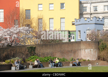 Garten-Seitenfassade des Dublin Castle, Dublin, Irland Stockfoto