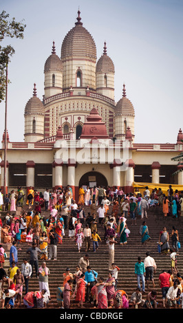 Indien, Westbengalen, Kolkata, Dakshineswar Kali Tempel Anhänger am Fluss Hooghly ghat Stockfoto
