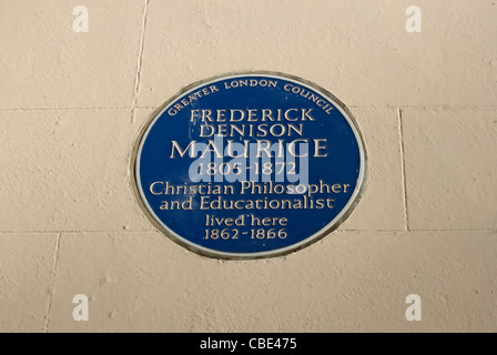 mehr London Rat blaue Plakette markiert ein Haus des christlichen Philosophen und Pädagogen Frederick Denison Maurice