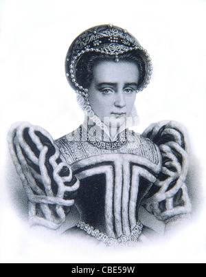 Mary Tudor oder Queen Mary I. (1516-58) Königin von England (1553-1558) Vintage Illustration oder Gravur Stockfoto