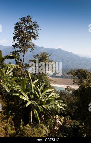 Indien, Arunachal Pradesh, Pasighat, Siang oder Digang Fluss fließt durch Ausläufer des Himalaya bis zu Ebenen Stockfoto