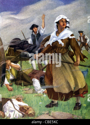 Eine Frau, die Spitznamen Molly Pitcher soll für die Kolonisten während der amerikanischen Revolution gekämpft haben. Stockfoto