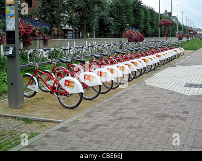 Fahrrad Fahrrad-Verleihstationen in Belgien; Europa Stockfoto