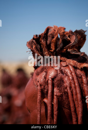 Muhimba Frau trägt ein Erembe Kopfschmuck, Dorf Elola, Angola Stockfoto