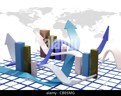 Business-Pfeil-Grafik isoliert auf weiss Stockfoto