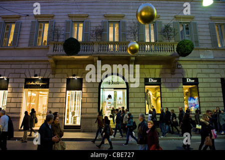 Dior, Via Montenapoleone, Weihnachtszeit, Mailand, Italien Stockfoto
