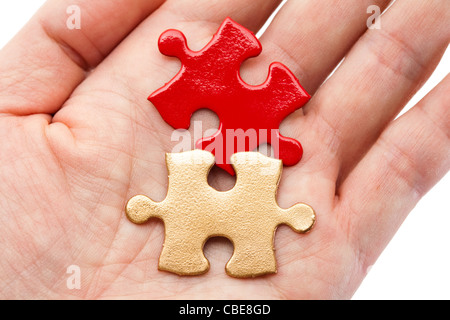 Goldene Puzzle, Geschäftskonzept, Lösung Stockfoto