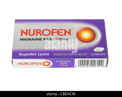 Nurofen Oder Ibuprofen Über Den Gegenzähler Schmerzlinderung Medizin, Isoliert Auf Weiß Mit Keinen Menschen Stockfoto