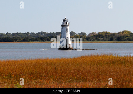 Cockspur Insel-Leuchtturm in der Nähe von Tybee Island, Savannah, Georgia Stockfoto