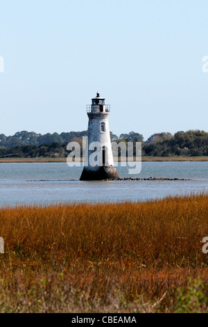 Cockspur Insel-Leuchtturm in der Nähe von Tybee Island, Savannah, Georgia Stockfoto