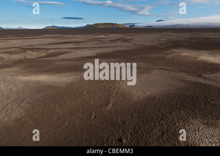 Maelifellssandur Sand, einer schwarzen Sandwüste im isländischen Hochland. Stockfoto