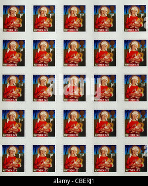 Blatt 25 Weihnachtsmarken Stockfoto