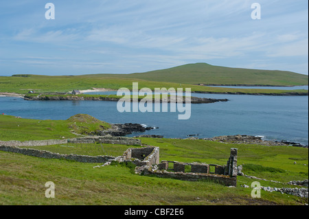 Die Insel Natur Reservat der Noss aus der Insel Bressay, Shetland. Schottland.  SCO 7762 Stockfoto