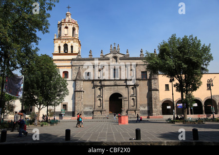 Iglesia de San Juan Bautista Plaza Hidalgo, Coyoacán, Mexiko-Stadt, Mexiko, Nordamerika Stockfoto