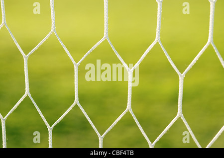 Detail von einem Fußballtor Fußball netto. Stockfoto