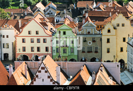 Historische Häuser in Cesky Krumlov Stockfoto