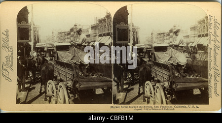 Market Street in Richtung der Fähren, San Francisco, Kalifornien, Vereinigte Staaten von Amerika Stockfoto