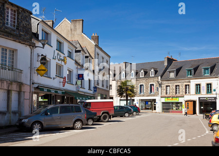 Stadtzentrum in Chateauneuf du Faou, Finistere, Bretagne, Frankreich Stockfoto