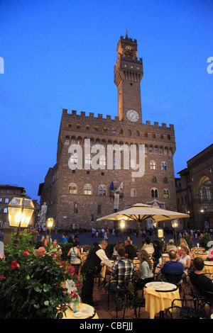 Italien, Toskana, Florenz, Piazza della Signoria, Palazzo Vecchio, altes Schloss, Stockfoto