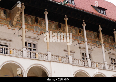 Balkon im königlichen Schloss in Wavel Hill, Krakau, Polen Stockfoto