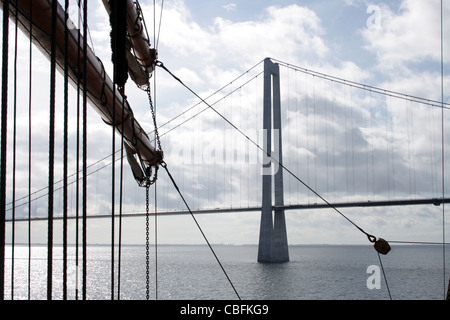 Der Öresund oder die Öresund-Brücke. Die Brücke verbindet Schweden und Dänemark, und es ist die längste Straße und Schiene Brücke in Europa Stockfoto