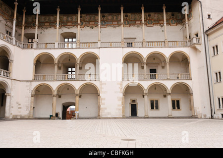 Balkon im königlichen Schloss in Wavel Hill, Krakau, Polen Stockfoto