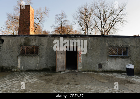 Außerhalb der Gaskammer, KZ Auschwitz, die 700 Personen gleichzeitig vernichten könnte, Stockfoto