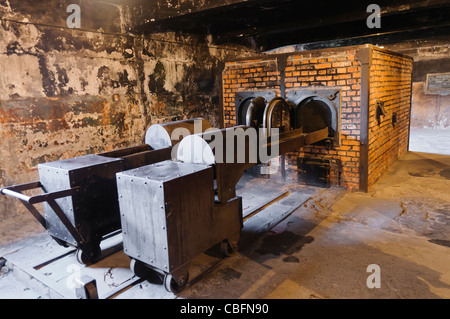 Körper Karren und Krematorien Kammern im KZ Auschwitz I. Stockfoto