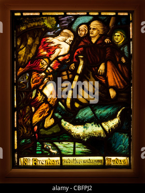 St. Brendan und Judas, A Harry Clarke Glasmalerei, die Crawford Municipal Art Gallery, Cork City, Irland Stockfoto