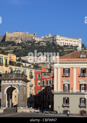 Italien, Kampanien, Naples, Castel Sant Elmo, Certosa di San Martino, Piazza del Plebiscito, Stockfoto