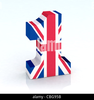 die Nummer eins mit englischer Flagge 3d illustration Stockfoto