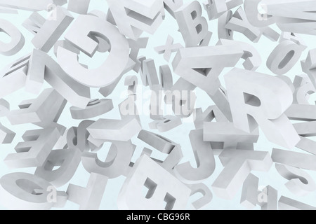 viele 3d Schriftarten in der Luft Stockfoto