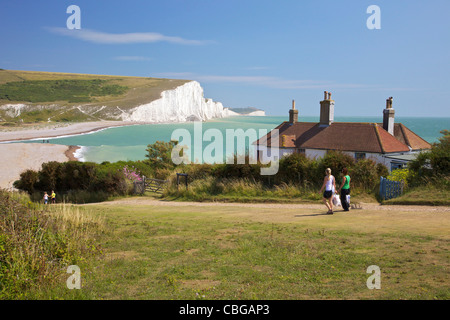 Cuckmere Strand, sieben Schwestern weiße Kreidefelsen, West Sussex, England, UK, Deutschland, GB, Stockfoto