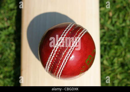 Kricketschläger und Kricket Kugeln. Sportgeräte Stockfoto