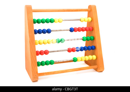 Hölzerne Abacus isoliert auf weiss Stockfoto
