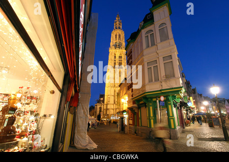 Alte Bürgerhäuser in Antwerpen, Flandern, Belgien, Europa Stockfoto