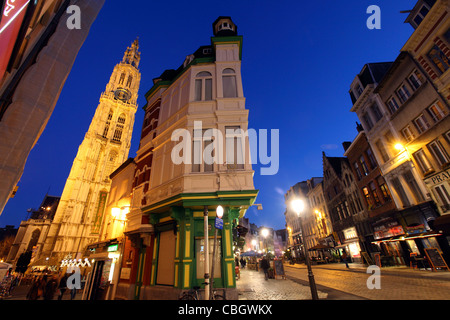 Alte Bürgerhäuser in Antwerpen, Flandern, Belgien, Europa Stockfoto