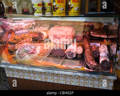 Feinkost, Metzgereien Schaufenster, Frankreich Stockfoto