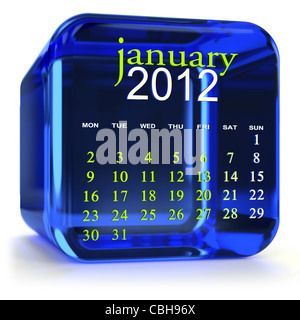 Blaues Glas Kalender. Teil eines Kalender. Stockfoto