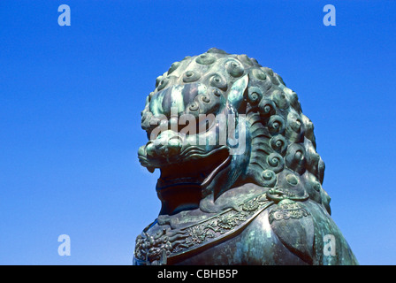 Close-up Lion bronze Statue verbotenen Stadt Peking China Stockfoto
