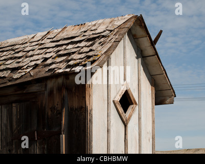 Alte Schuppen auf dem Hof. Museum of the Mountain West in Montrose, Colorado. Stockfoto