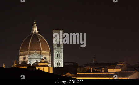 Florenz-Skyline bei Nacht Stockfoto